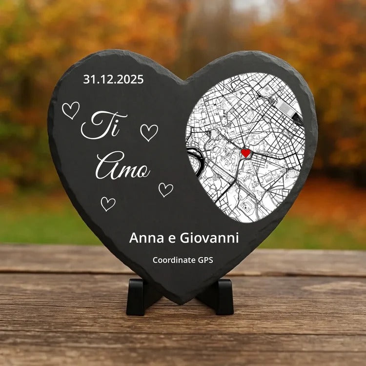Dove tutto ebbe inizio - Cuore in ardesia personalizzato
