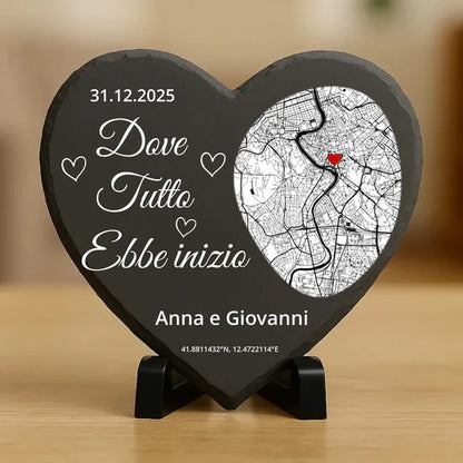 Dove tutto ebbe inizio - Cuore in ardesia personalizzato