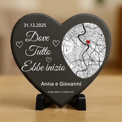 Dove tutto ebbe inizio - Cuore in ardesia personalizzato