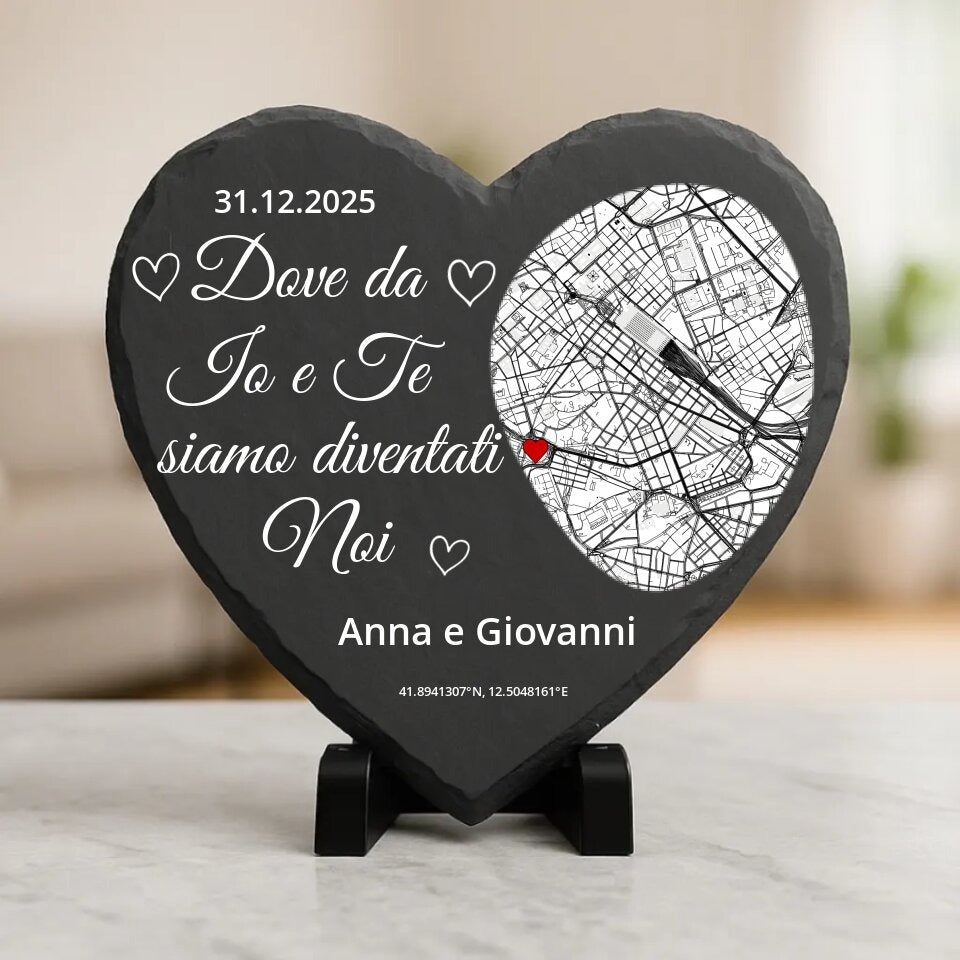 Dove tutto ebbe inizio - Cuore in ardesia personalizzato